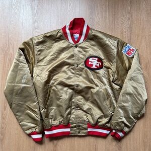 VTG 90s NFL SAN FRANCISCO 49ERS STARTER SATIN JACKET SPELL OUT MADE IN USA Sz XL